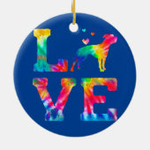 Love American Bulldog Tie Dye Dog Dad Keramisch Ornament (Achterkant)