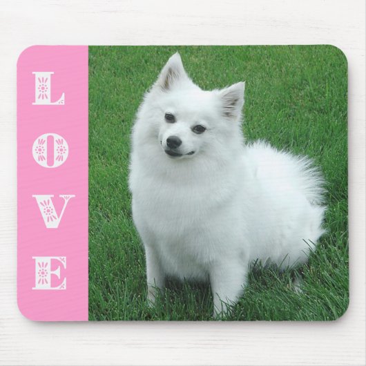 Love American Eskimo Puppy Dog Mousepad Muismat (Voorkant)