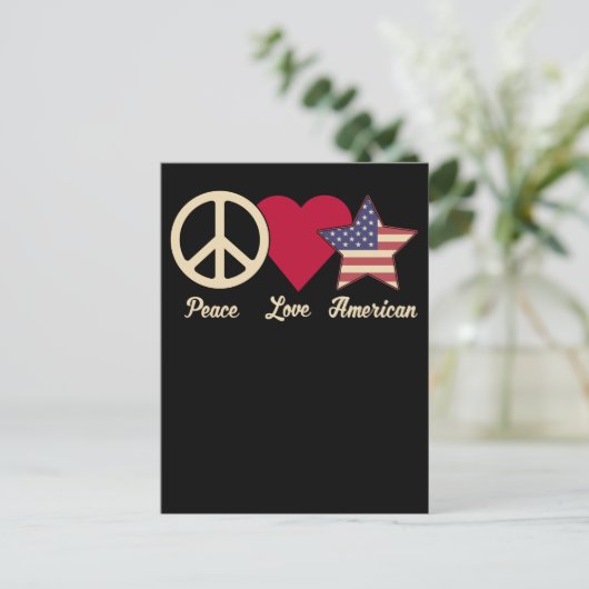 Love American Flag Peace 4e juli Patriotic Briefkaart (Staand voorkant)