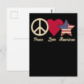 Love American Flag Peace 4e juli Patriotic Briefkaart (Voorkant / Achterkant)
