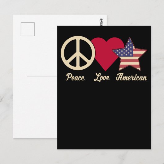 Love American Flag Peace 4e juli Patriotic Briefkaart (Voorkant / Achterkant)