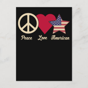 Love American Flag Peace 4e juli Patriotic Briefkaart