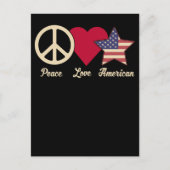 Love American Flag Peace 4e juli Patriotic Briefkaart (Voorkant)