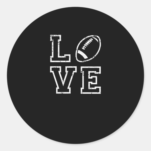 Love American Football Valentijnsdag Gift Ronde Sticker (Voorkant)