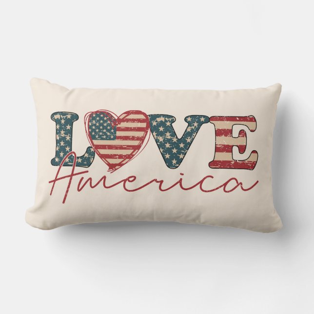 LOVE Amerika Onafhankelijkheidsdag Kussen (Voorkant)