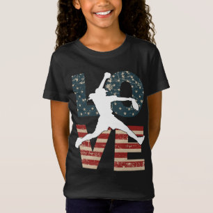 LOVE Amerikaanse Softball Meisjes Vrouwen Kleding T-shirt