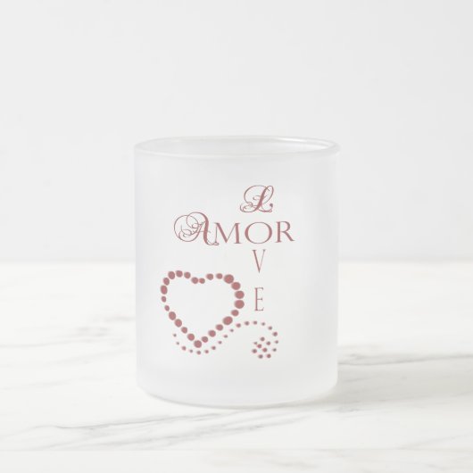 Love Amor Heart Valentijn Matglas Koffiemok (Center)