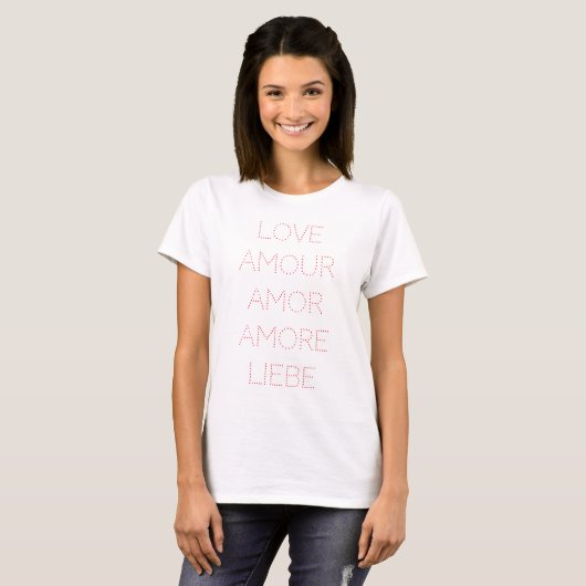 Love Amour Amor Amore Liebe, Red, T-shirt (Voorkant volledig)
