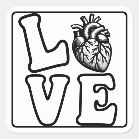 LOVE Anatomische Menselijke Hart Stickers (Voorkant)