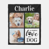 Love and a Dog Personalized 3 pet Photo Collage Fleece Deken (Voorkant)