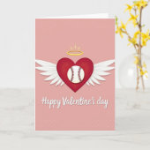 Love And Baseball Valentines Card Kaart (Gele Bloem)