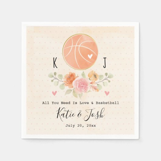 Love and Basketball Wedding Paper Napkins Servet (Voorkant)