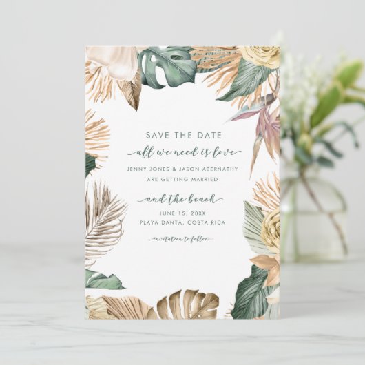 Love and Beach Photo Beach Destination Save The Date (Staand voorkant)