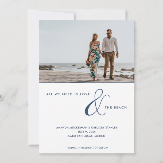 Love and Beach Photo Beach Wedding  Save The Date (Voorkant)