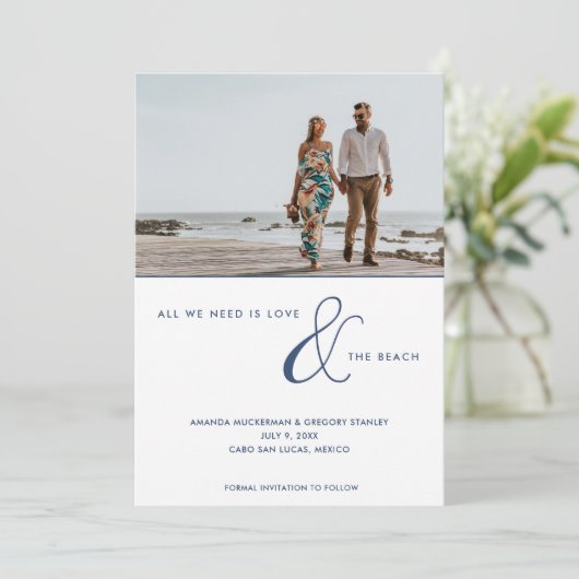 Love and Beach Photo Beach Wedding  Save The Date (Staand voorkant)