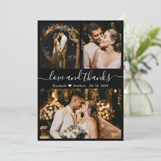 Love and Bedankt Black and White Wedding Dankuwel (Staand voorkant)