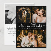 Love and Bedankt Black and White Wedding Dankuwel (Voorkant / Achterkant)