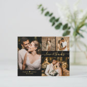 Love and Bedankt Black Gold Weddenschap Hartelijk  Briefkaart (Staand voorkant)