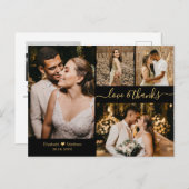 Love and Bedankt Black Gold Weddenschap Hartelijk  Briefkaart (Voorkant / Achterkant)