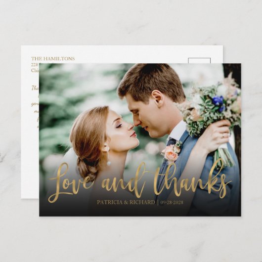 Love and Bedankt Cute Photo Wedding Bedankt Briefkaart (Voorkant / Achterkant)