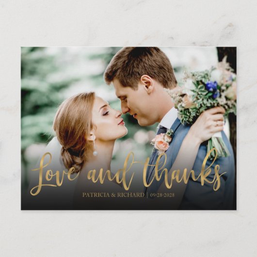 Love and Bedankt Cute Photo Wedding Bedankt Briefkaart (Voorkant)