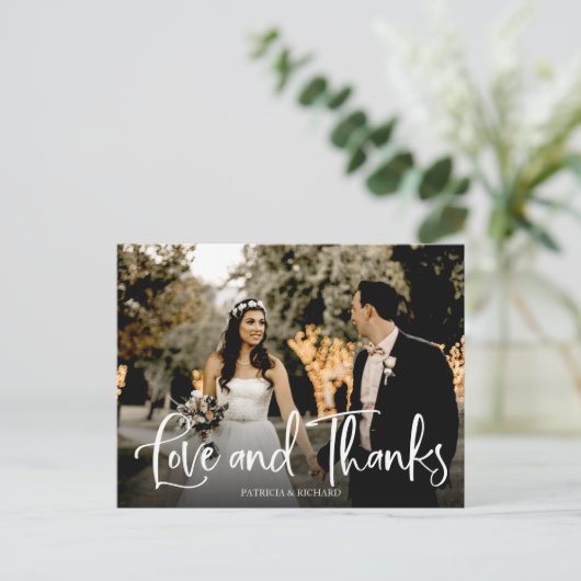 Love and Bedankt Cute Wedding Bedankt Foto Briefkaart (Staand voorkant)