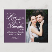 Love and Bedankt Eggplant Wedding Photo Hartelijk  Briefkaart (Voorkant)