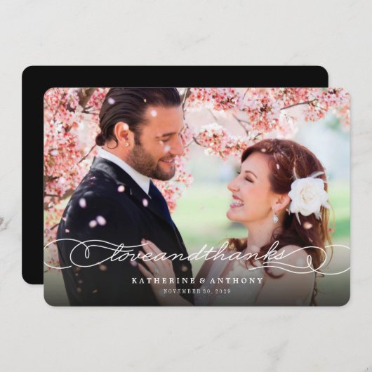 Love and Bedankt Elegant Script Chic Photo Wedding (Voorkant / Achterkant)