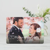 Love and Bedankt Elegant Script Chic Photo Wedding (Staand voorkant)