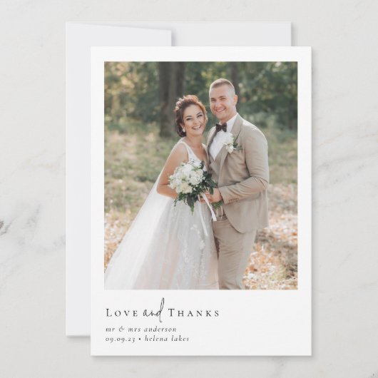 Love and Bedankt Elegant Script Photo Wedding (Voorkant)