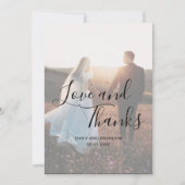 Love and Bedankt Elegant Script Photo Wedding (Voorkant)