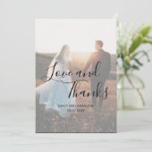 Love and Bedankt Elegant Script Photo Wedding (Staand voorkant)
