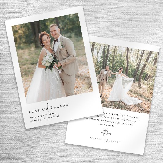 Love and Bedankt Elegant Script Photo Wedding