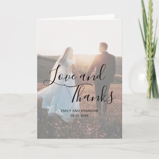 Love and Bedankt Elegant Script Photo Wedding (Voorkant)