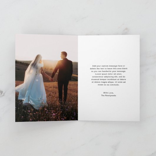 Love and Bedankt Elegant Script Photo Wedding (Binnen)