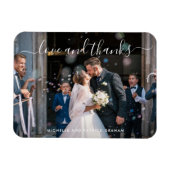 Love and Bedankt Elegant Script Photo Wedding Magneet (Horizontaal)