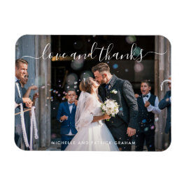 Love and Bedankt Elegant Script Photo Wedding Magneet