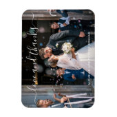 Love and Bedankt Elegant Script Photo Wedding Magneet (Verticaal)