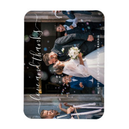 Love and Bedankt Elegant Script Photo Wedding Magneet