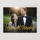 Love and Bedankt Gold Foil Weddenschap Bedankt Fot Briefkaart (Voorkant)