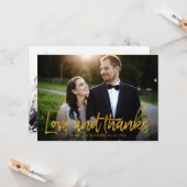 Love and Bedankt Gold Foil Weddenschap Bedankt Fot Kaart (Voorkant / Achterkant in situ)
