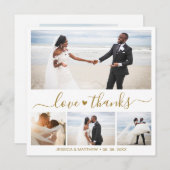 Love and Bedankt Gold Script Photo Collage Wedding (Voorkant / Achterkant)
