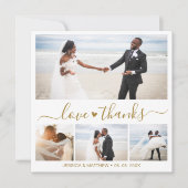 Love and Bedankt Gold Script Photo Collage Wedding (Voorkant)
