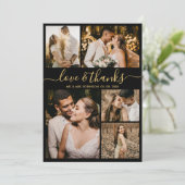 Love and Bedankt Gold Script Photo Collage Wedding (Staand voorkant)