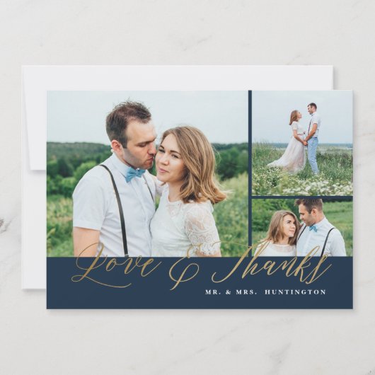 Love and Bedankt Gold Script Photo Wedding (Voorkant)