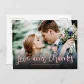 Love and Bedankt Roos Gold Photo Weddenschap Harte Briefkaart (Voorkant / Achterkant)
