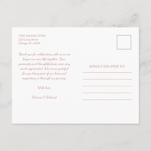 Love and Bedankt Roos Gold Photo Weddenschap Harte Briefkaart (Achterkant)