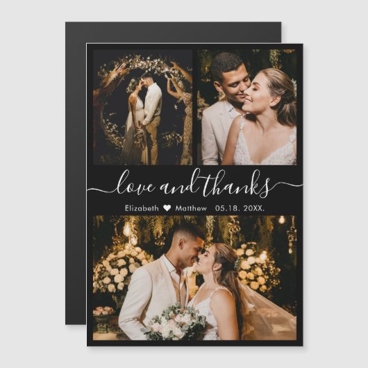 Love and Bedankt Script 3 Photo Weddenschap Bedank (Voorkant / Achterkant)