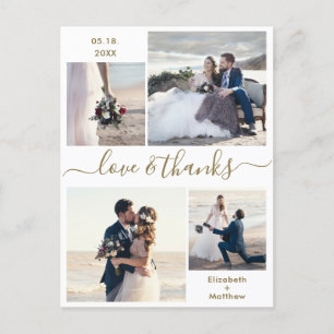 Love and Bedankt Script 4 Photo Weddenschap Bedank Briefkaart