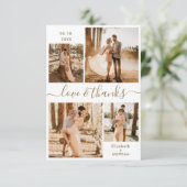 Love and Bedankt Script Gold White Collage Wedding (Staand voorkant)